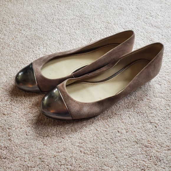 Beige bronze ballet flats - Picture 1 of 2